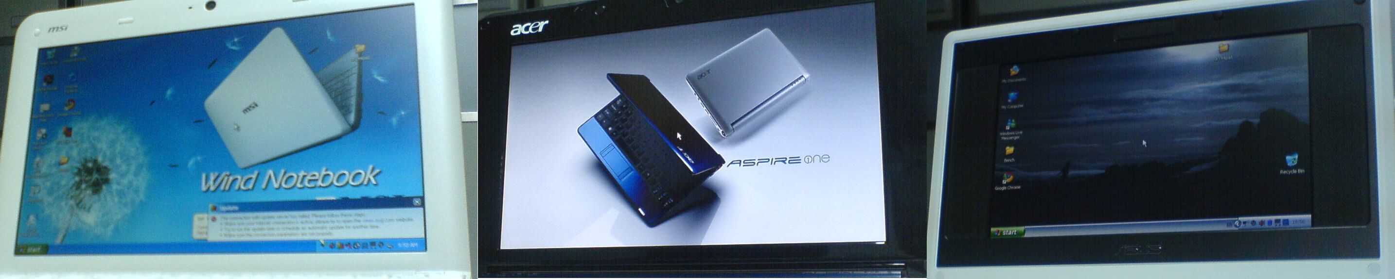 Acer Aspire One MSI Wind U100 Asus Eee PC Displays