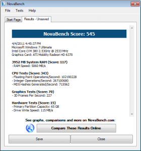 HP Probook 4520s Novabench