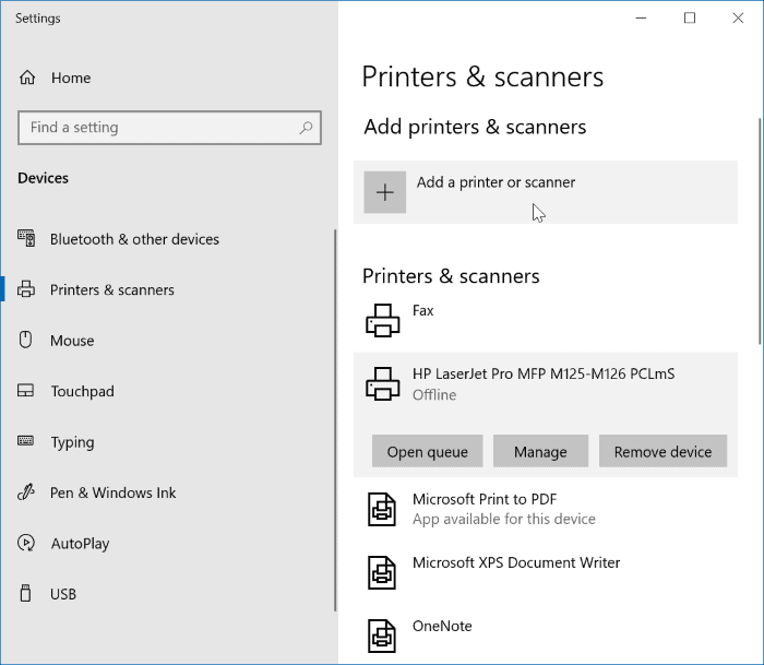 windows 10 printer settings